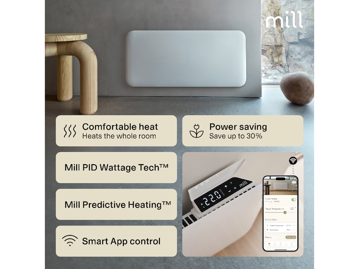 Mill Invisible Smart WiFi Gen 4 panelovn 1000W Panelovner