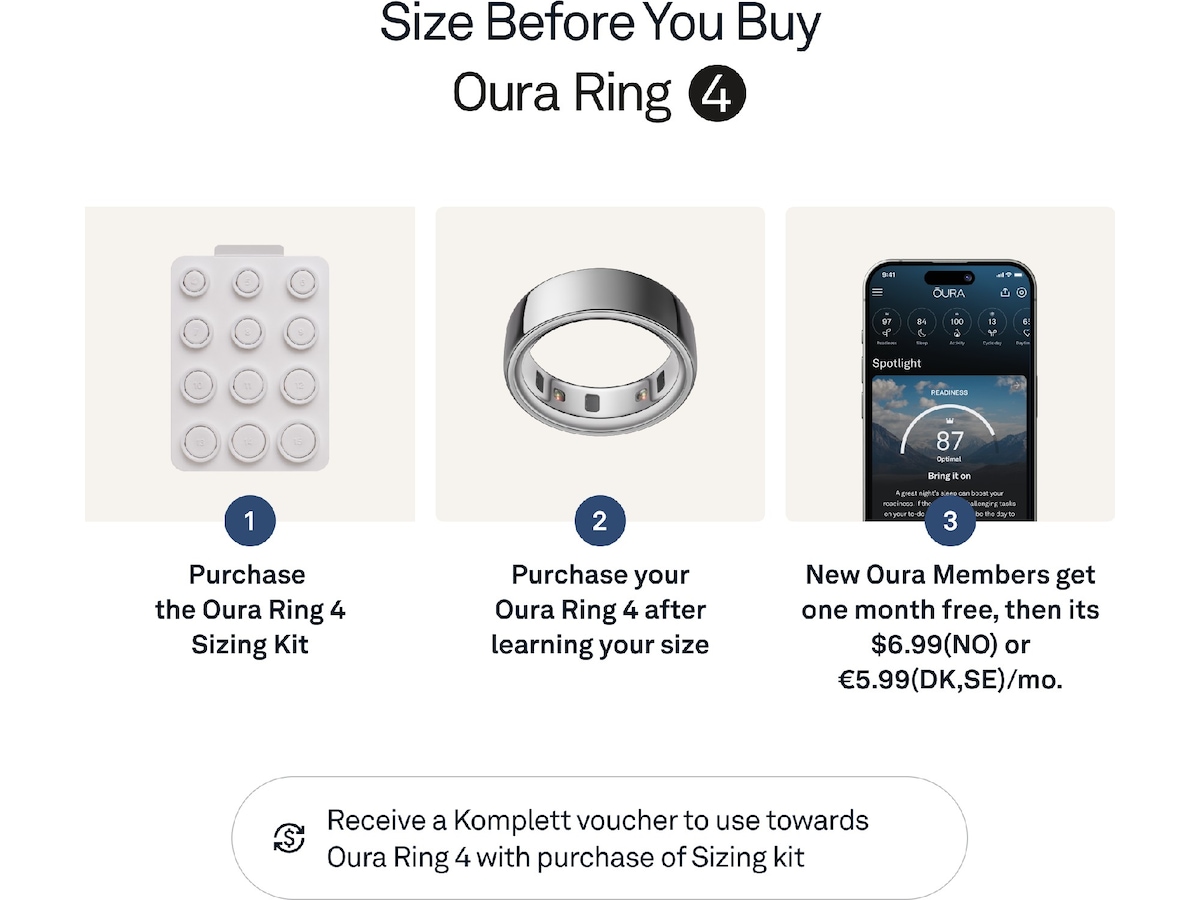 Oura Ring 4 Smart Ring str. 6 (sølv) -B-Grade Demo tilbehør til mobiler & klokker