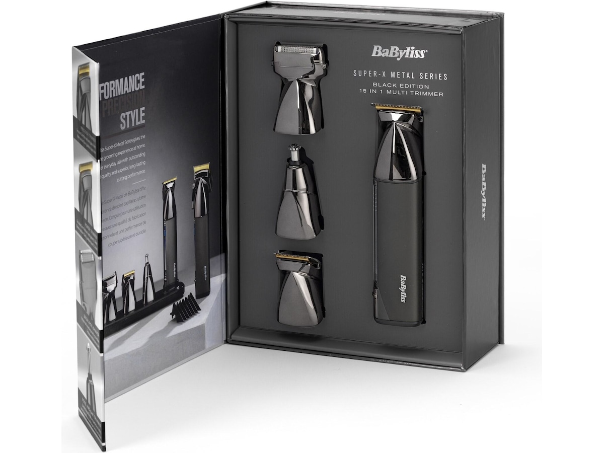 BaByliss Super X Metal 15-in-1 trådløs mutlitrimmer (sort) Hårklippere