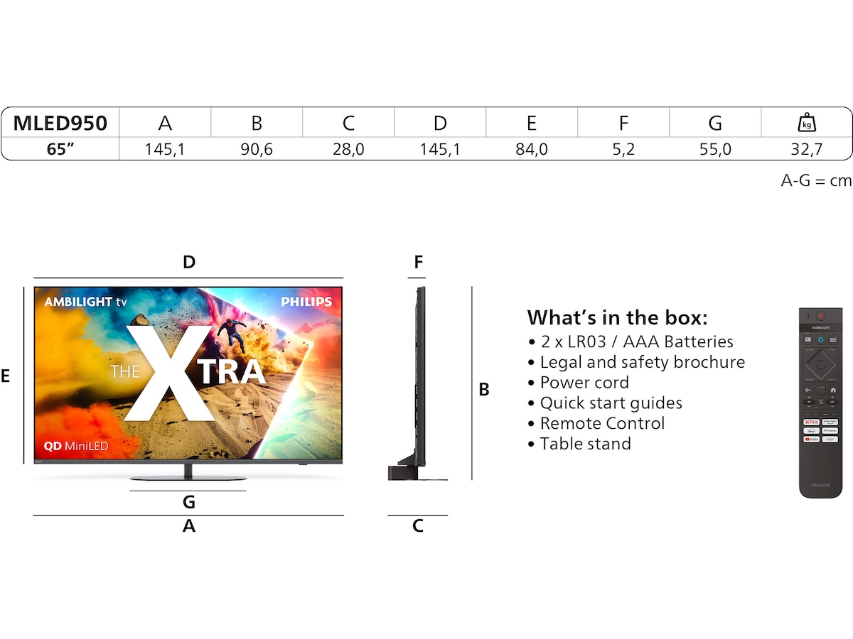 Philips 65" MLED950/12 The Xtra QD MiniLed Smart-TV (2025) 60 - 69 tommer TV
