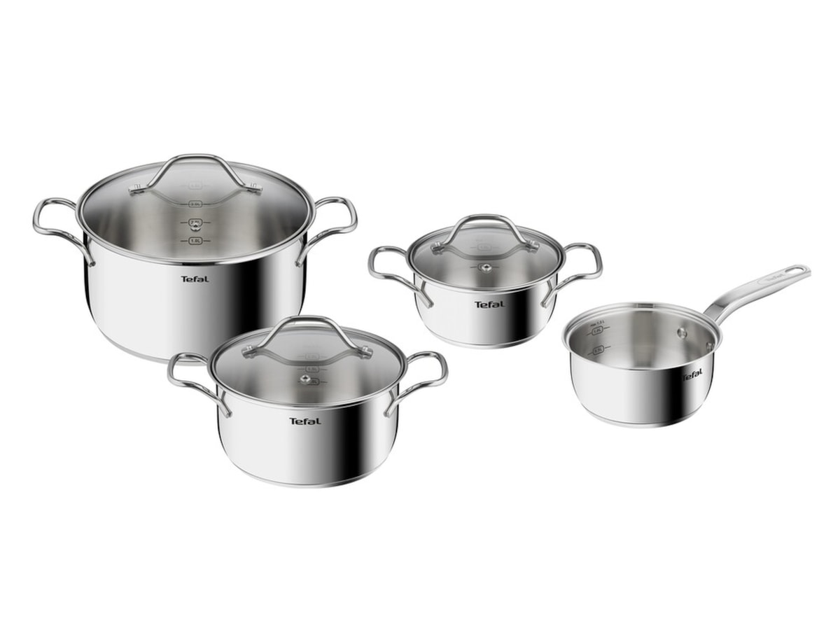 Tefal Intuition 7-delt grytesett i ubelagt rustfritt stål B864S734 Tilbehør til stekeovn og komfyrer