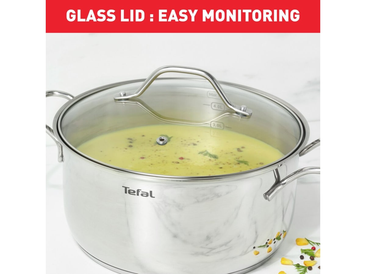 Tefal Intuition 7-delt grytesett i ubelagt rustfritt stål B864S734 Tilbehør til stekeovn og komfyrer