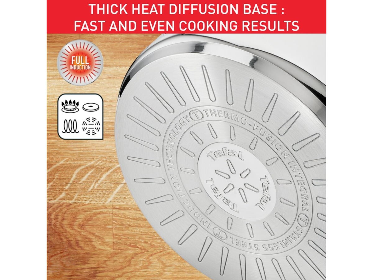 Tefal Intuition 7-delt grytesett i ubelagt rustfritt stål B864S734 Tilbehør til stekeovn og komfyrer