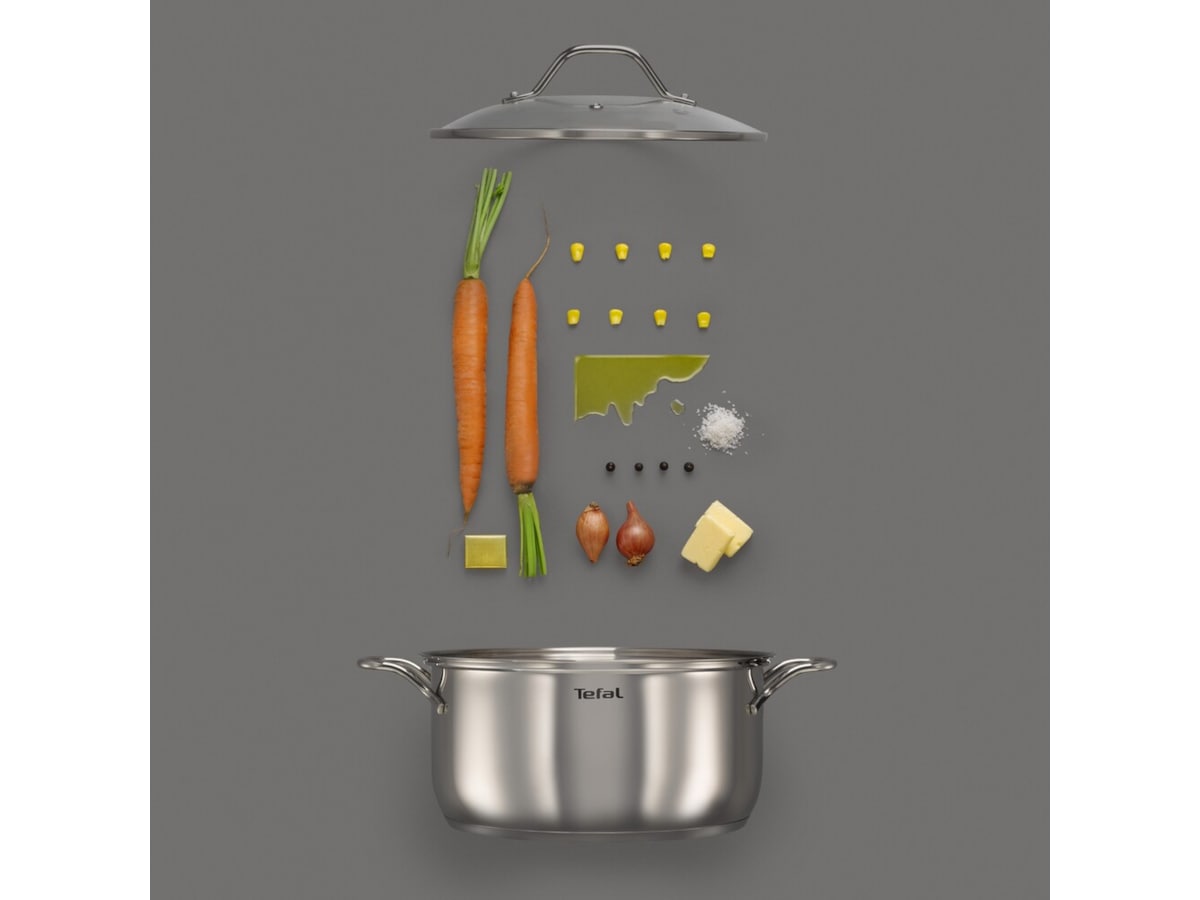 Tefal Intuition 7-delt grytesett i ubelagt rustfritt stål B864S734 Tilbehør til stekeovn og komfyrer