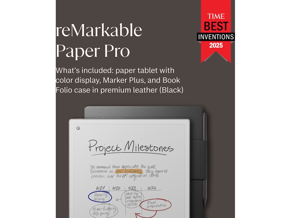 reMarkable Paper Pro 11,8" 64GB inkl. Marker Plus og Book Folio (sort skinn) Digitale notatblokker