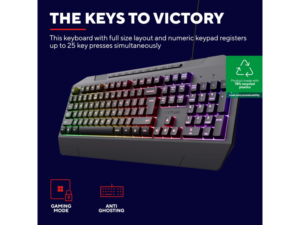 Trust GTX 836 Evocx Illuminated Gamingtastatur Gamingtastatur