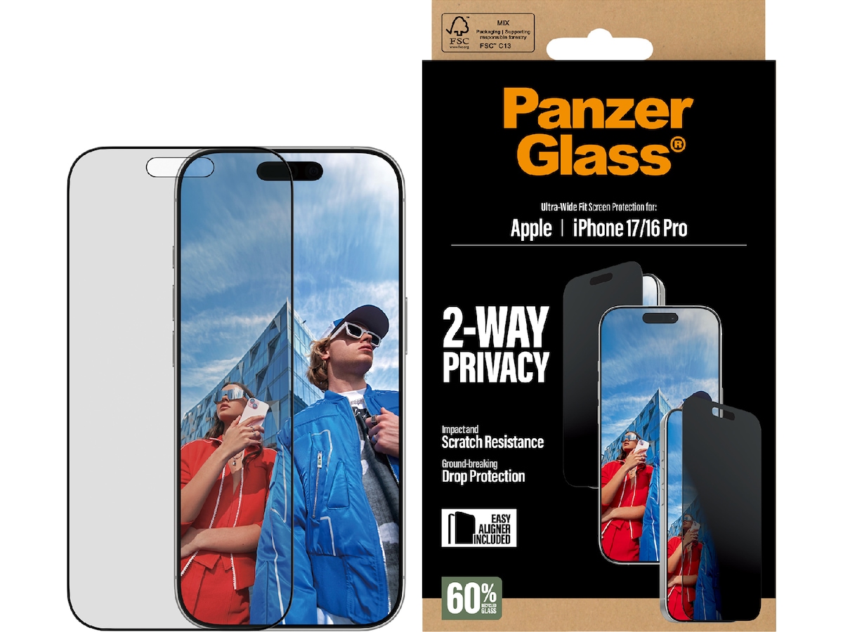 PanzerGlass iPhone 17 / 16 Pro 2-Way Privacy Skjermbeskytter Skjermbeskyttelse