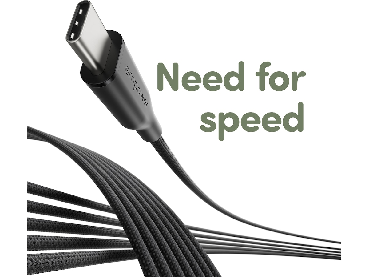 PanzerGlass Racing 60W USB-C kabel, 2m (sort) USB-kabler