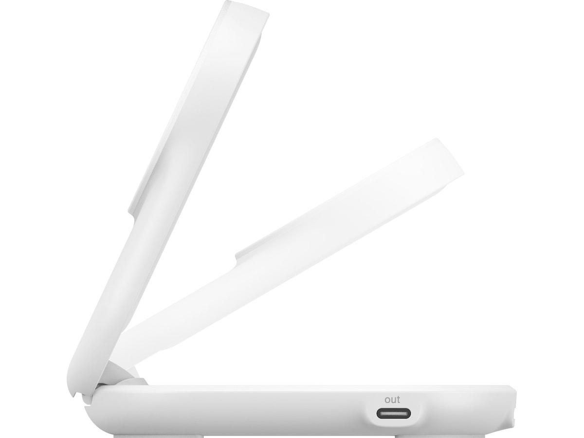 Belkin UltraCharge 2-in-1 Qi2 Trådløs lader (hvit) Trådløs lader