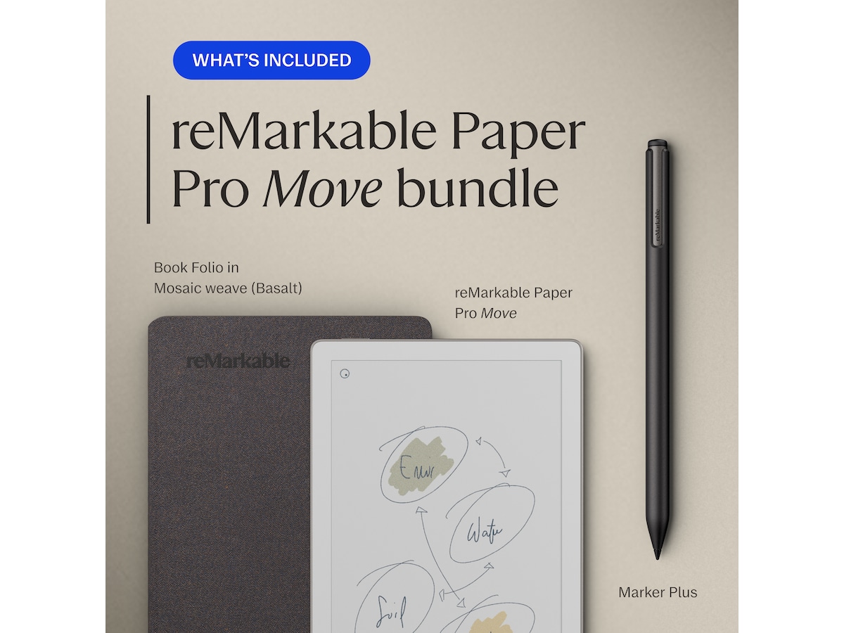 reMarkable Paper Pro Move 7,3" inkl. Marker Plus og Book Folio (basalt) Digitale notatblokker