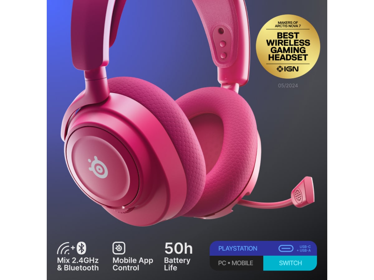 SteelSeries Arctis Nova 7P Gen 2 Trådløst Gamingheadset (magenta) Gaming headset