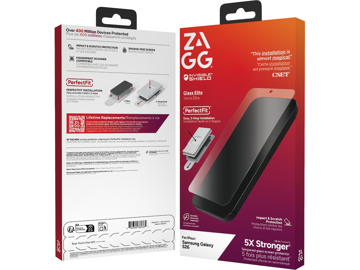 Zagg InvisibleShield Glass Elite Samsung Galaxy S26 Skjermbeskyttelse