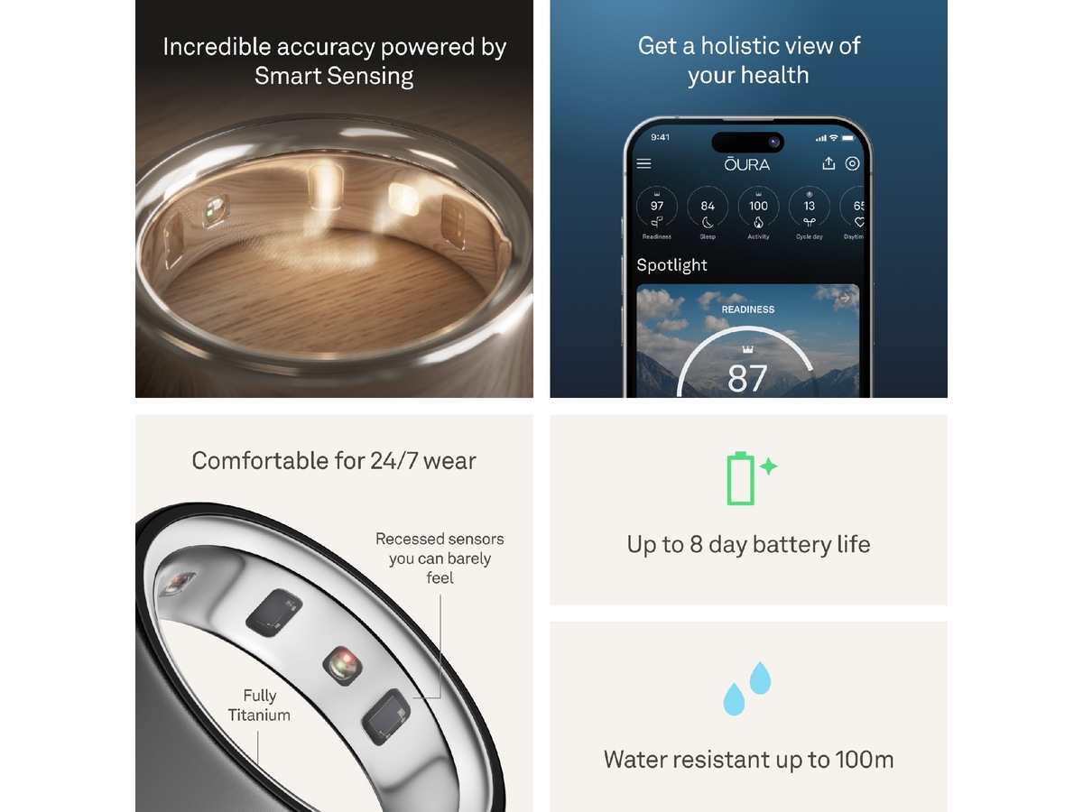Oura Ring 4 Smart Ring str. 10 (stealth) -B-Grade Demo tilbehør til mobiler & klokker