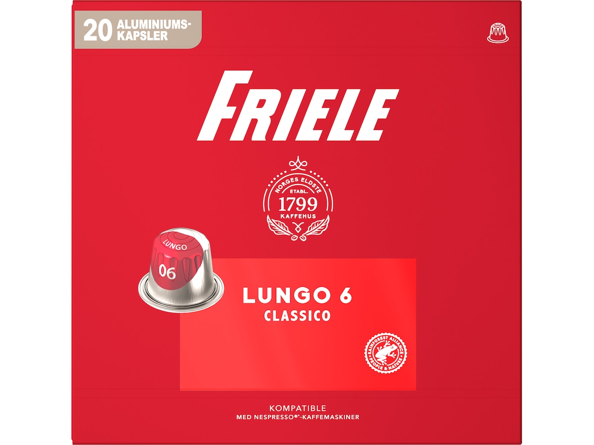 Friele Lungo Classico 6 20-pakning Kaffekapsler