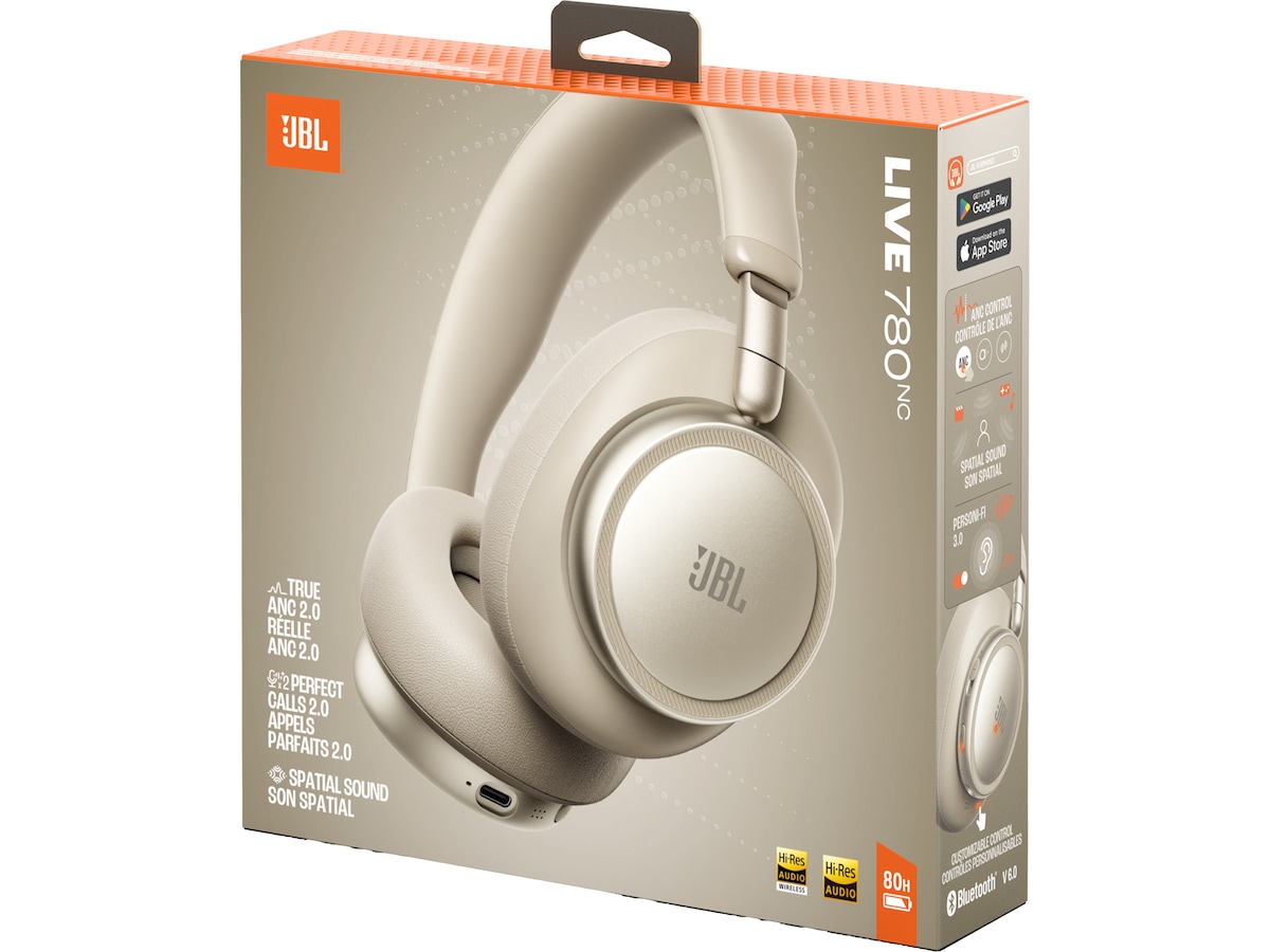 JBL LIVE 780NC trådløse hodetelefoner med aktiv støyreduksjon (sand) Hodetelefoner