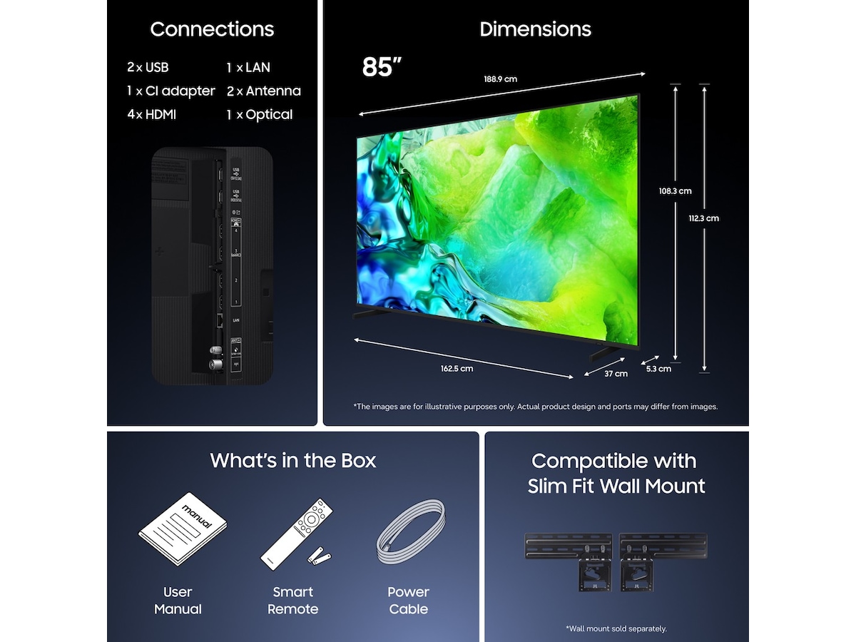Samsung 85" QN82H Neo QLED 4K Mini LED Smart-TV (2026) Over 80 tommer TV