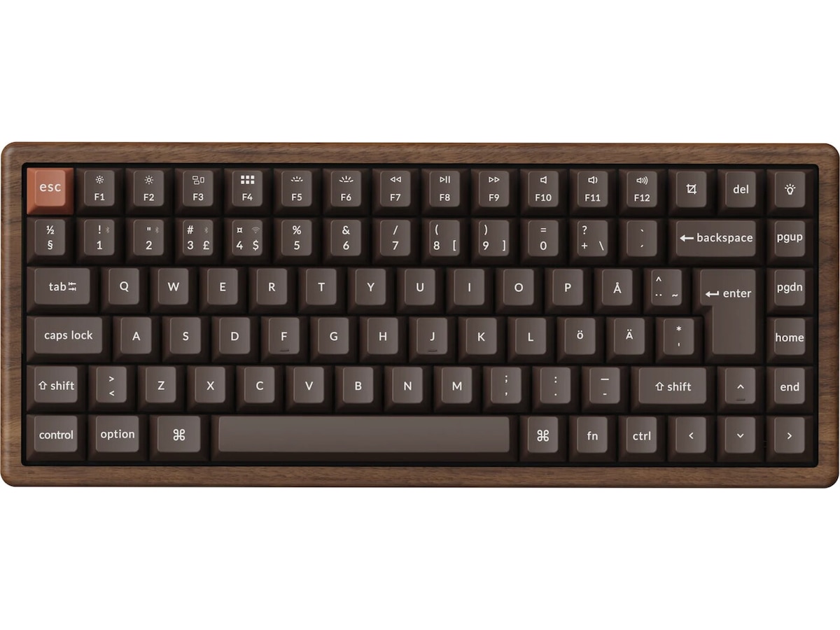 Keychron K2H-F1W-BO trådløst mekanisk tastatur 75% Hall Effect valnøtt Gamingtastatur
