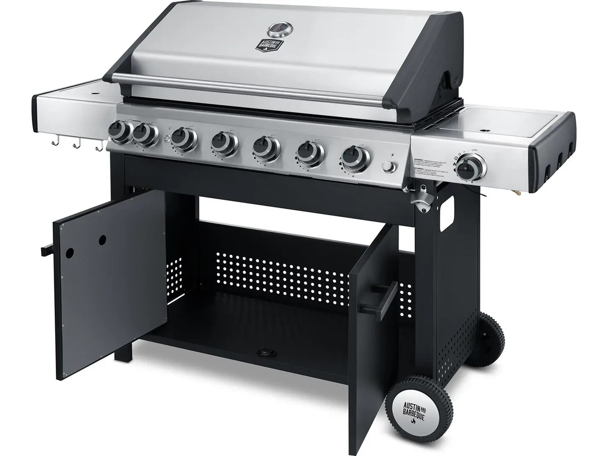 Austin and Barbeque Gassgrill med 6 + 2 brennere og funksjoner Grill