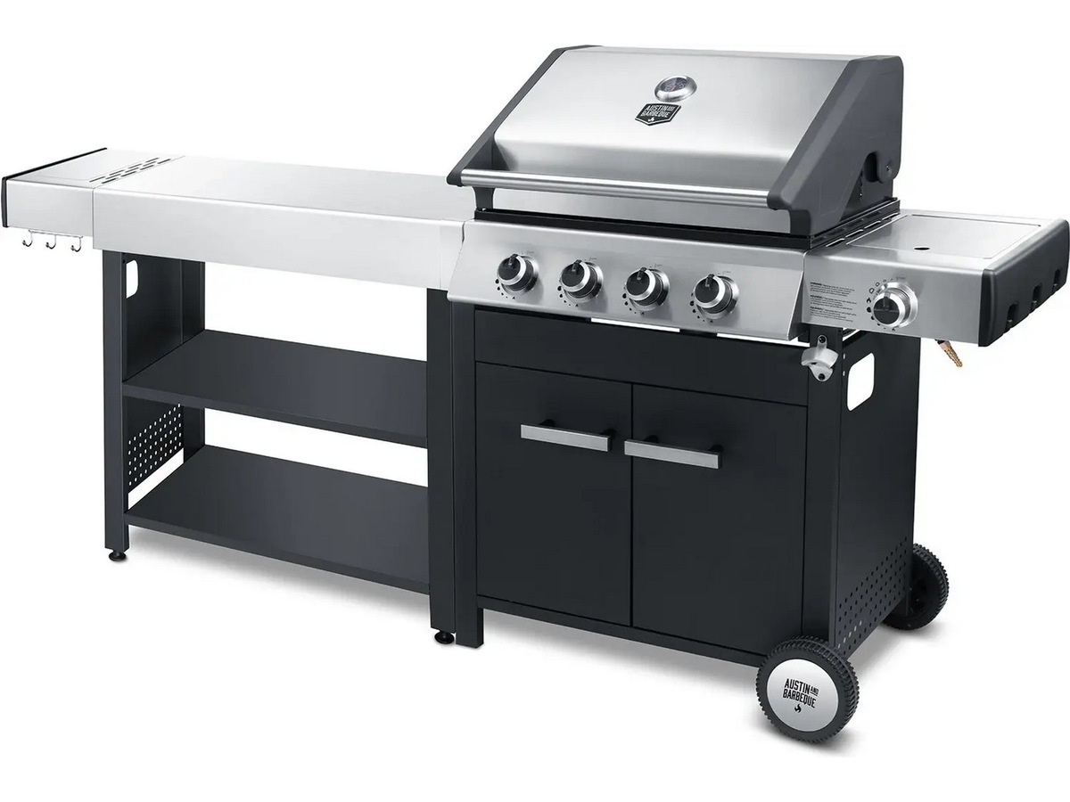 Austin and Barbeque Sidebord til utekjøkken med praktiske hyller Vogner til utendørsgriller