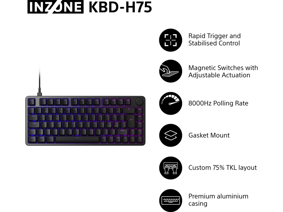 Sony INZONE KBD-H75 Gaming-tastatur 75% TKL (Nordics) Gamingtastatur