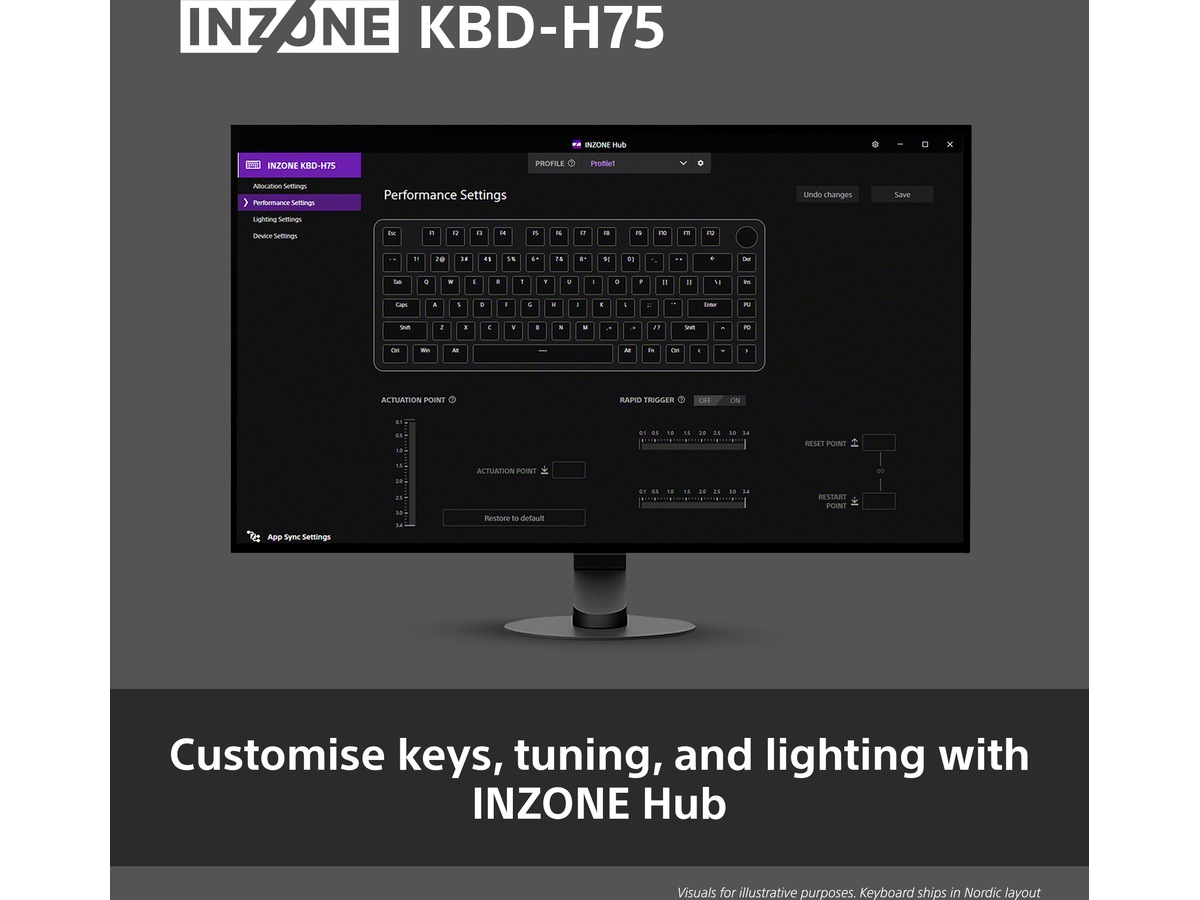 Sony INZONE KBD-H75 Gaming-tastatur 75% TKL (Nordics) Gamingtastatur