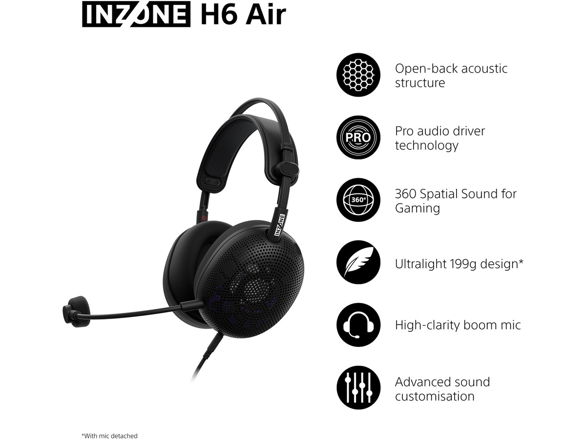 Sony INZONE H6 Air gaming headset med åpen bakside Gaming headset