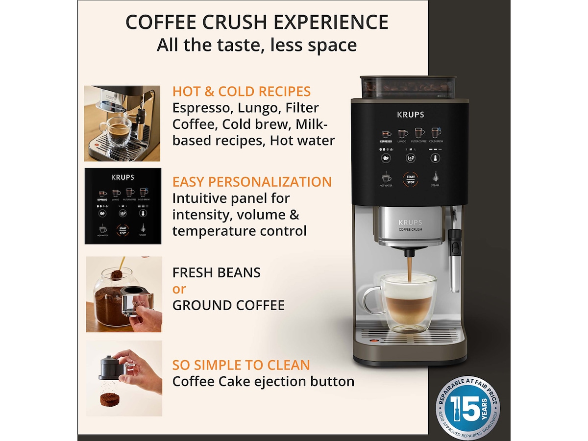 Krups Coffee Crush Experience automatisk espressomaskin 1,8 l SA403BE0 Espressomaskiner