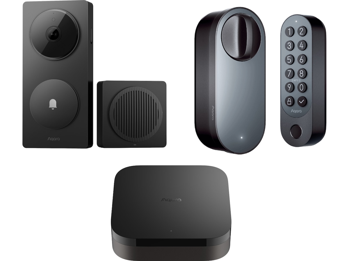 Aqara Smart Lock U200 Sett (sort) + Hub M3 og Doorbell Camera Hub G410 Elektronisk dørlås