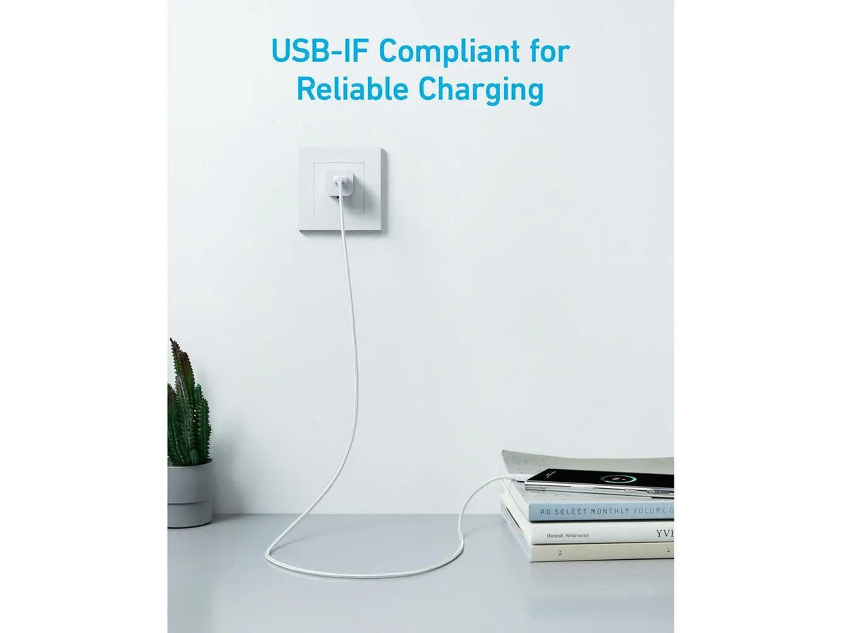 Anker 322 PowerLine USB-A til USB-C hurtiglading 0,9 m kabel (hvit) USB-kabler