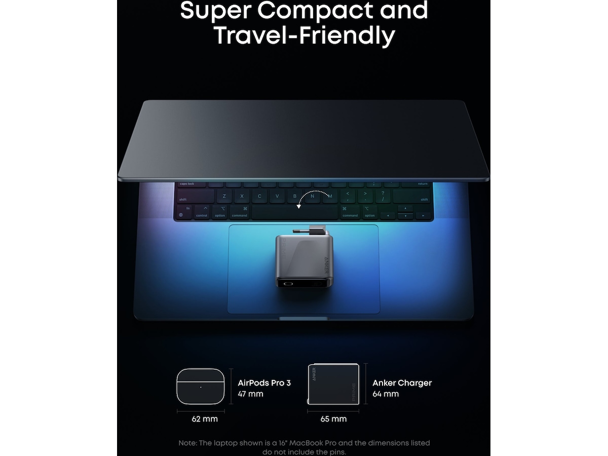 Anker Prime 160W 3-ports lader (sølv) Mobilladere