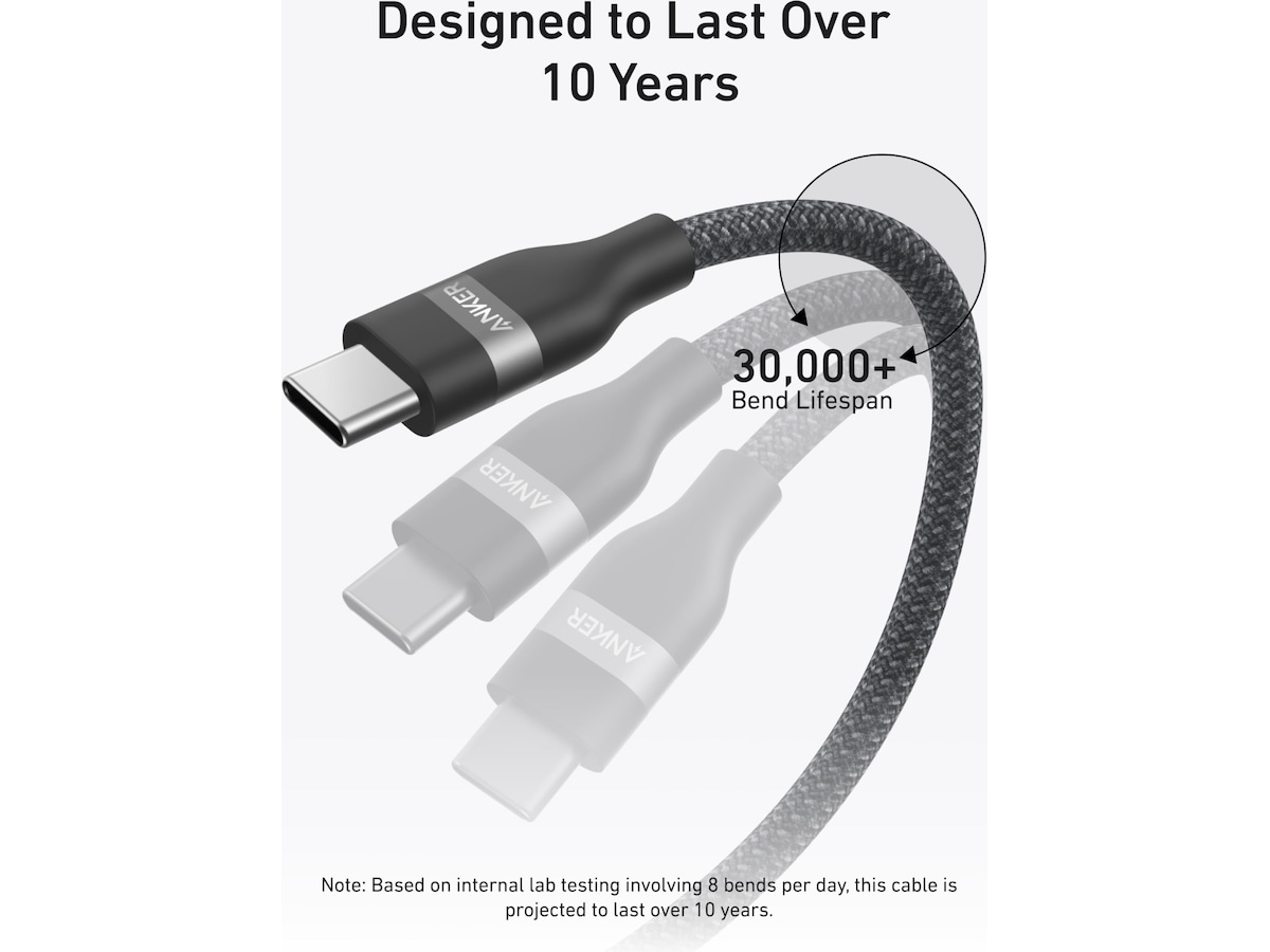 Anker Nano 240W USB-C flettet kabel 3 m (sort) USB-kabler