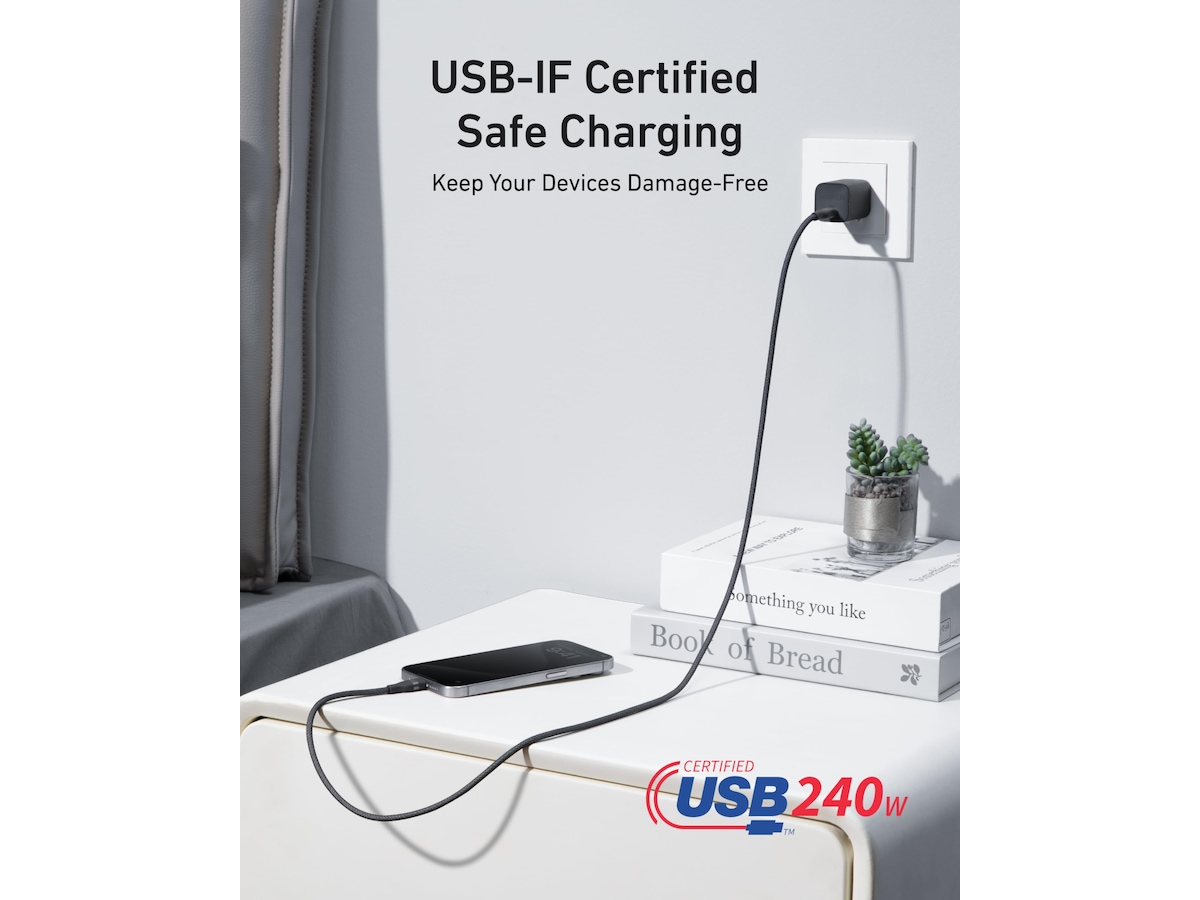 Anker Nano 240W USB-C flettet kabel 3 m (sort) USB-kabler