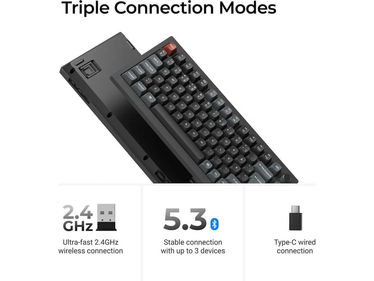 Keychron V1 Ultra 75% 8K Brown Trådløst Gamingtastatur  Gamingtastatur
