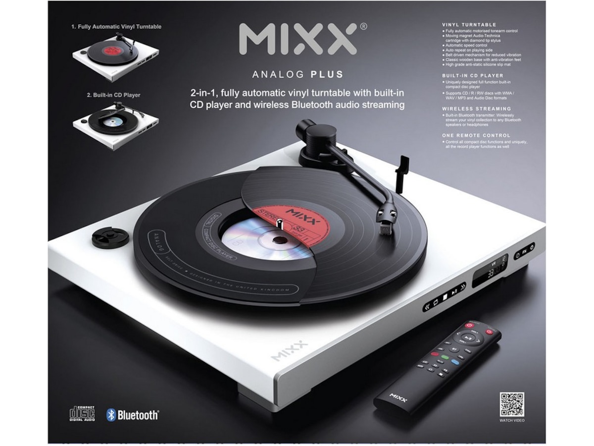 MIXX Analog Plus vinyl- og CD-spiller (hvit) Platespiller