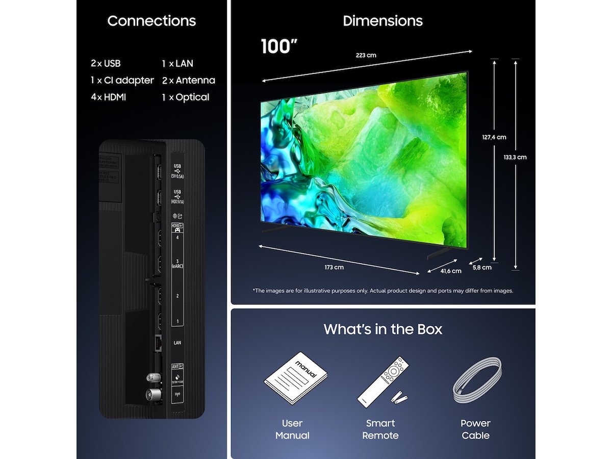 Samsung 100" QN80H Mini LED Neo QLED 4K Smart-TV (2026) Over 80 tommer TV
