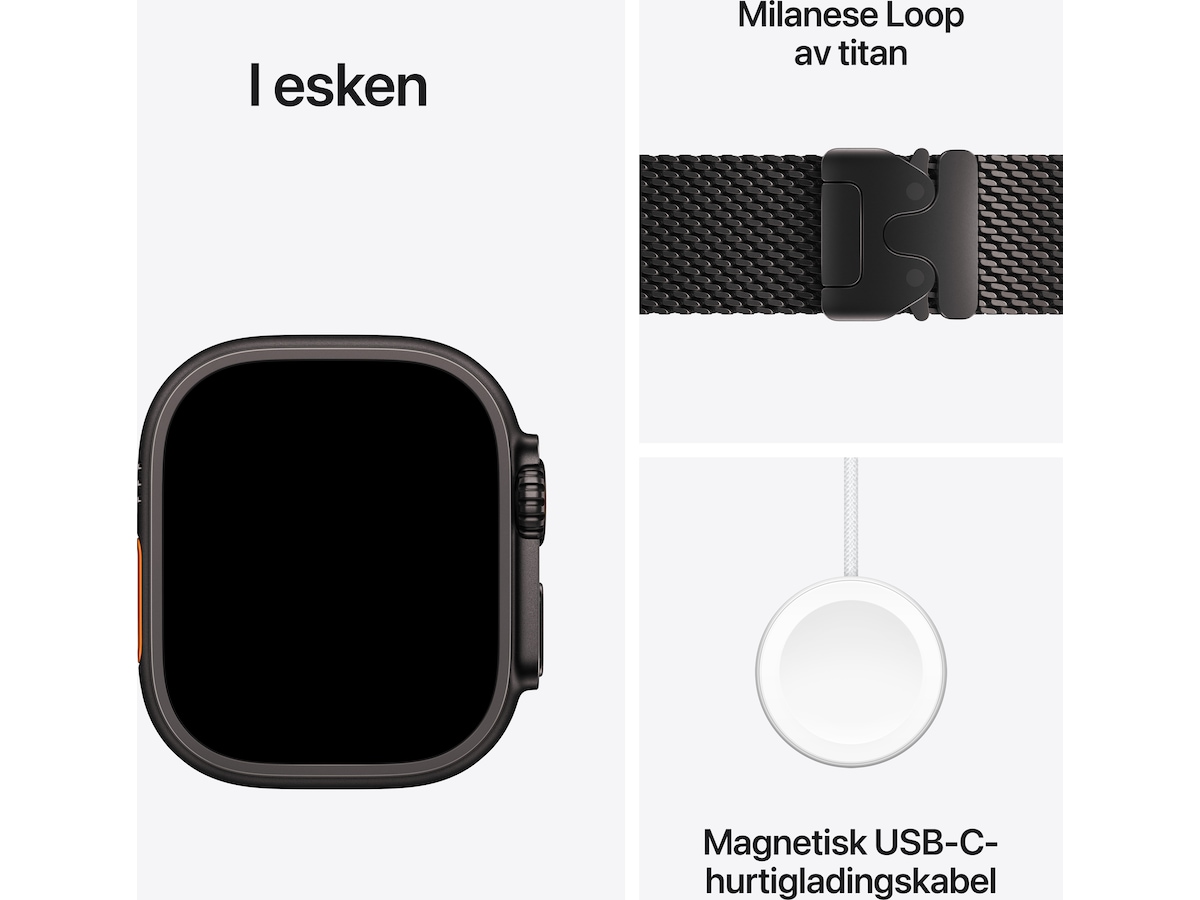 Apple Watch Ultra 4 GPS + LTE 49mm Titanium (sort) Smartklokker