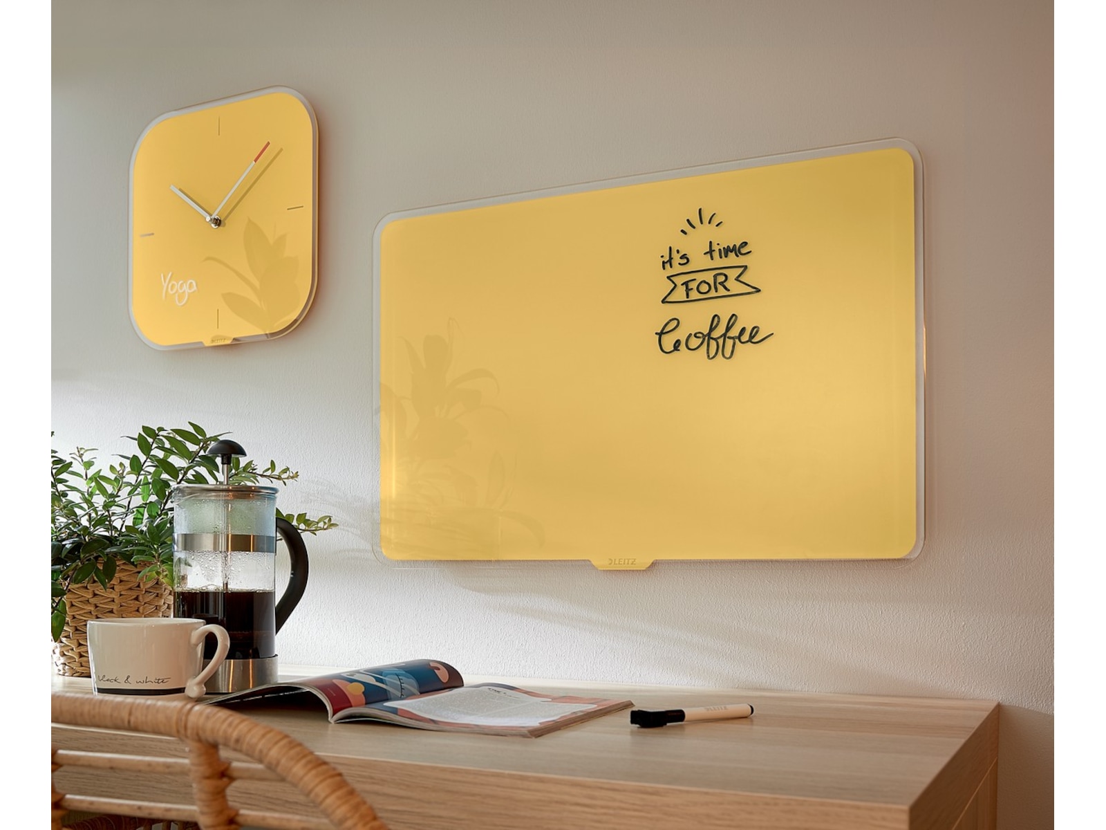 Leitz Cosy Glasstavle - magnetisk whiteboardtavle 80x60 cm - varmgul Whiteboardtavler