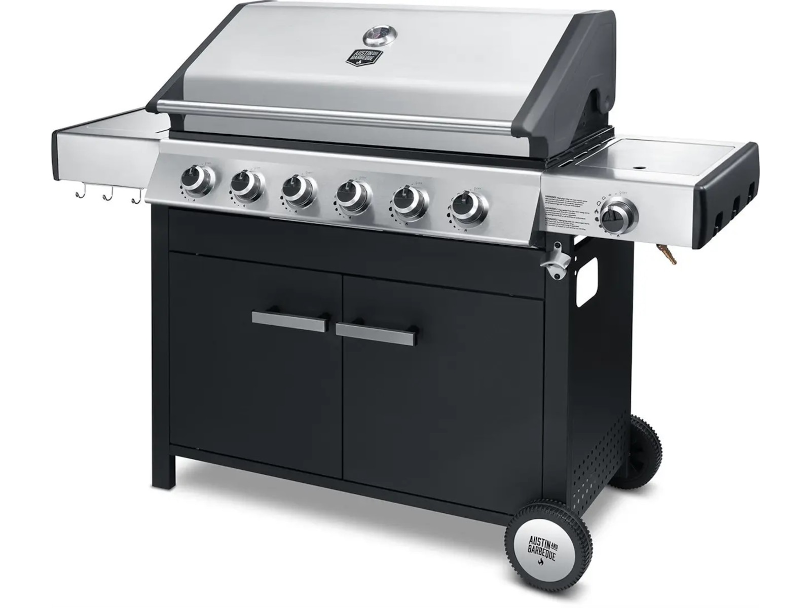 Austin and Barbeque Klassisk gassgrill med seks brennere og sidebord Grill