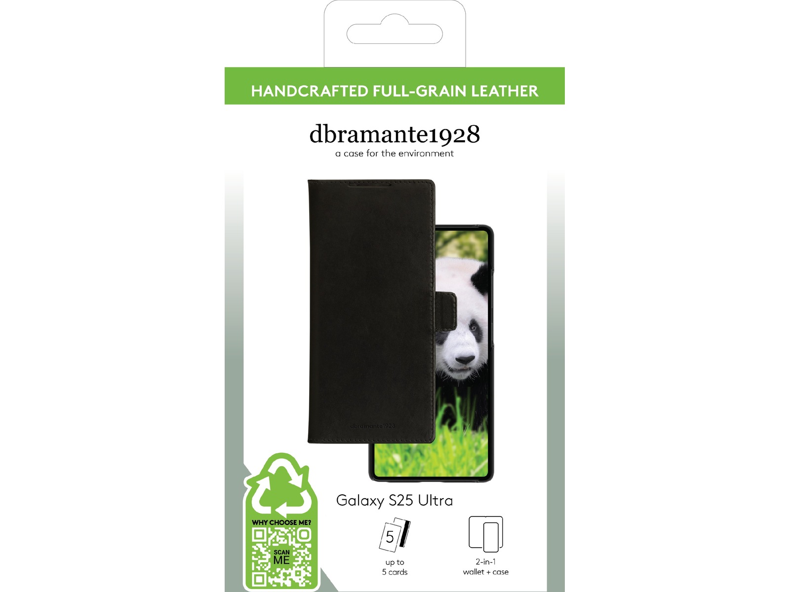 dbramante1928 Galaxy S25 Ultra Lynge 2-i-1 Lommebokdeksel (sort) Deksel til mobiltelefon