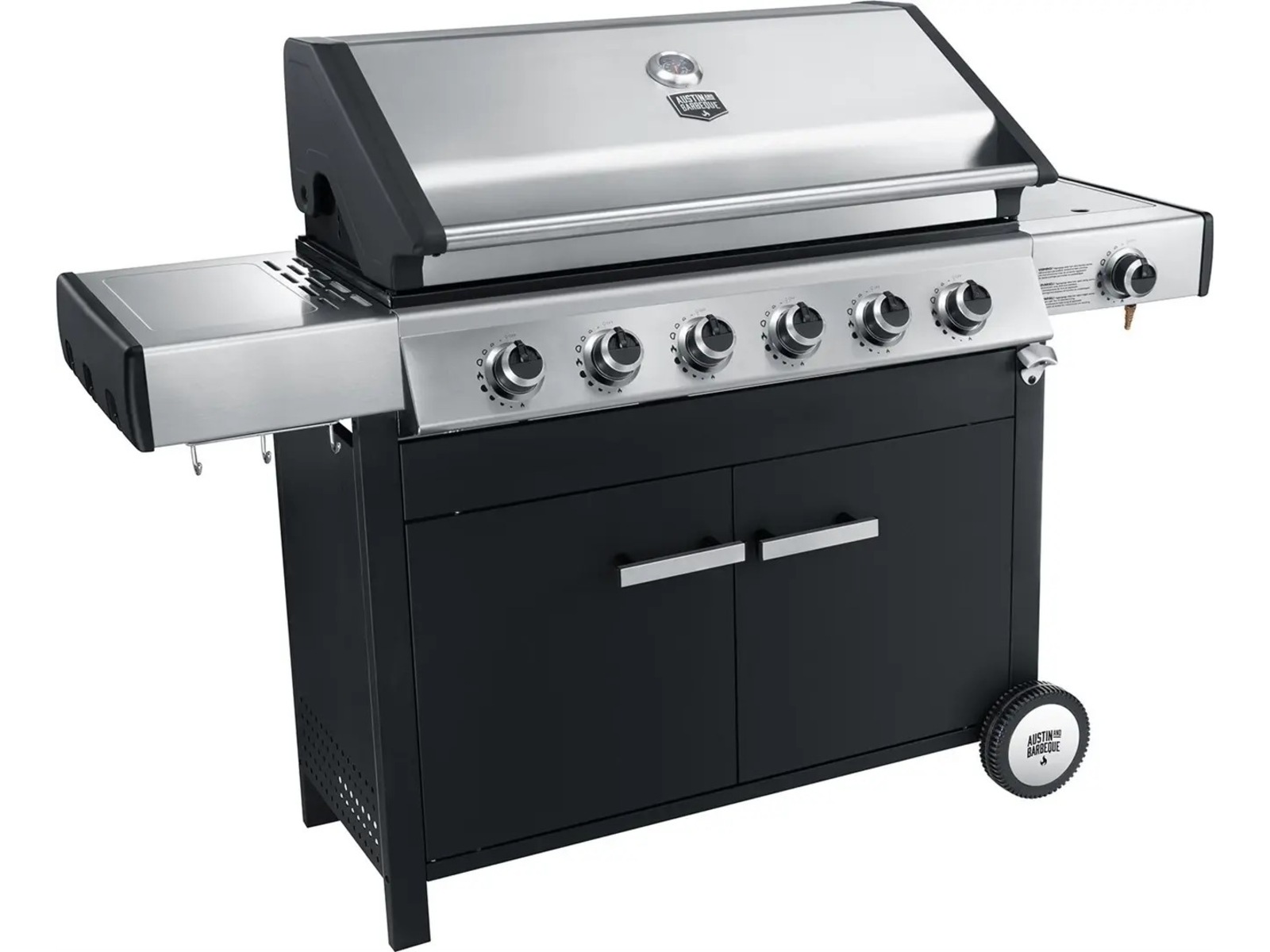 Austin and Barbeque Klassisk gassgrill med seks brennere og sidebord Grill