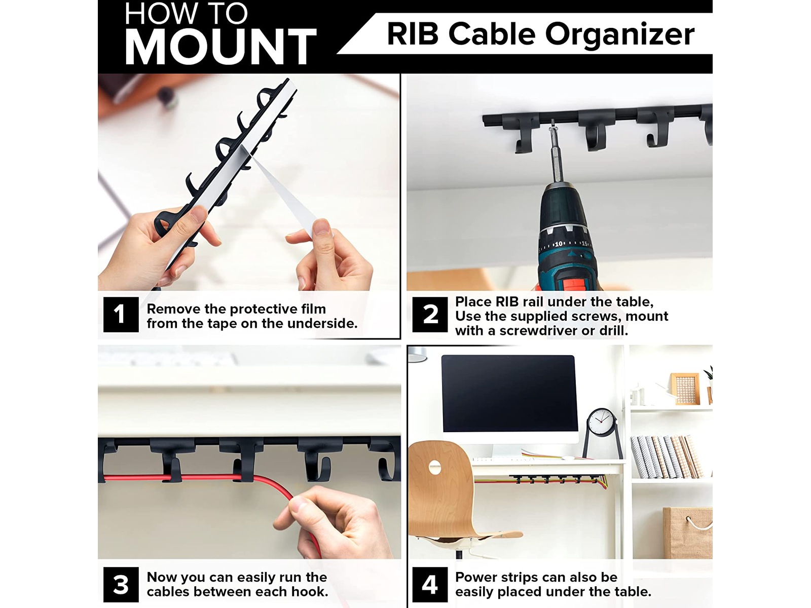 Kenson RIB kabelholder 38 cm (3 pk) Tilbehør til arbeidssteder og avlukker