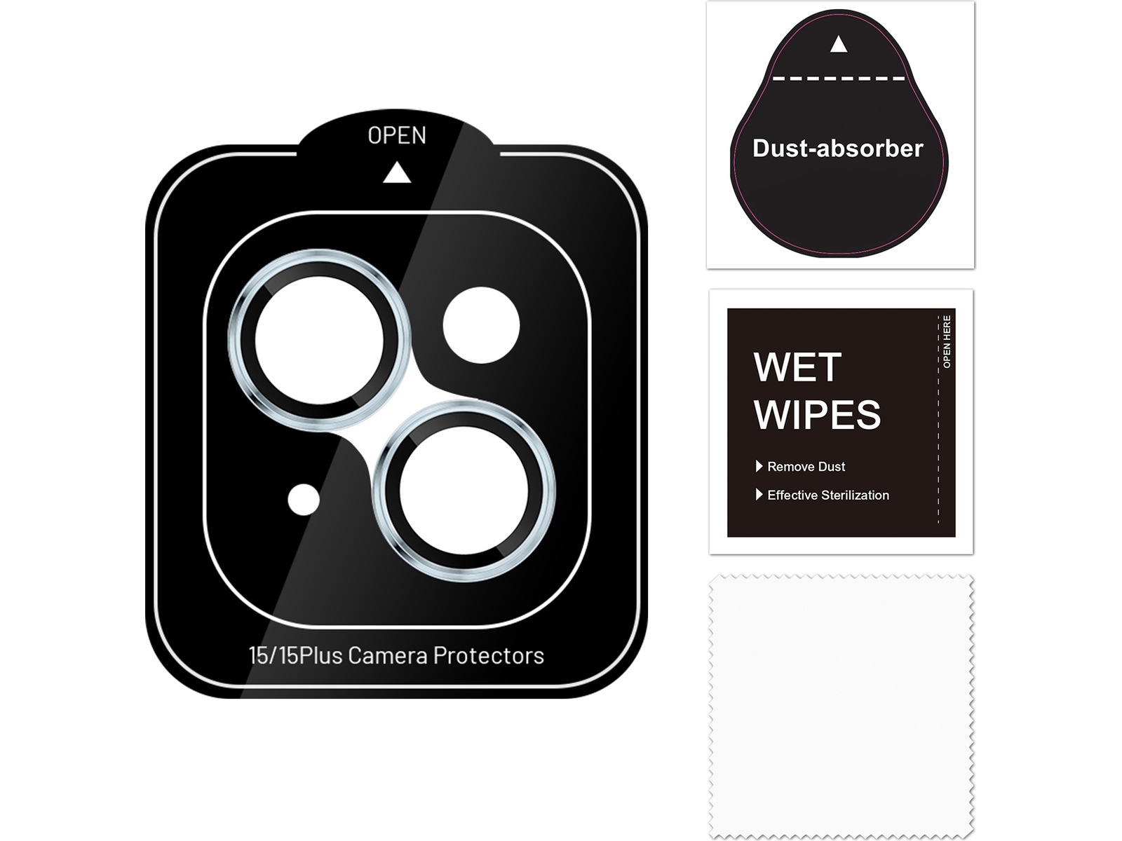 iiglo iPhone 15 / 15 Plus Linsebeskytter blå ramme (blå) Skjermbeskyttelse