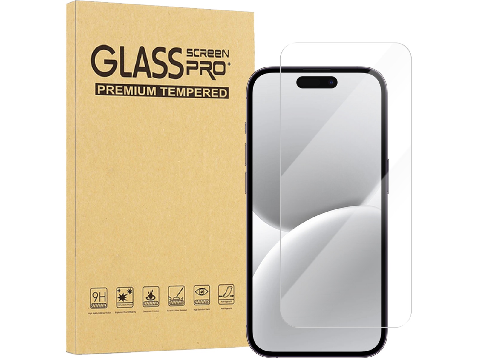 iiglo iPhone 16 / 15 / 15 Pro Clear Glass skjermbeskytter Skjermbeskyttelse