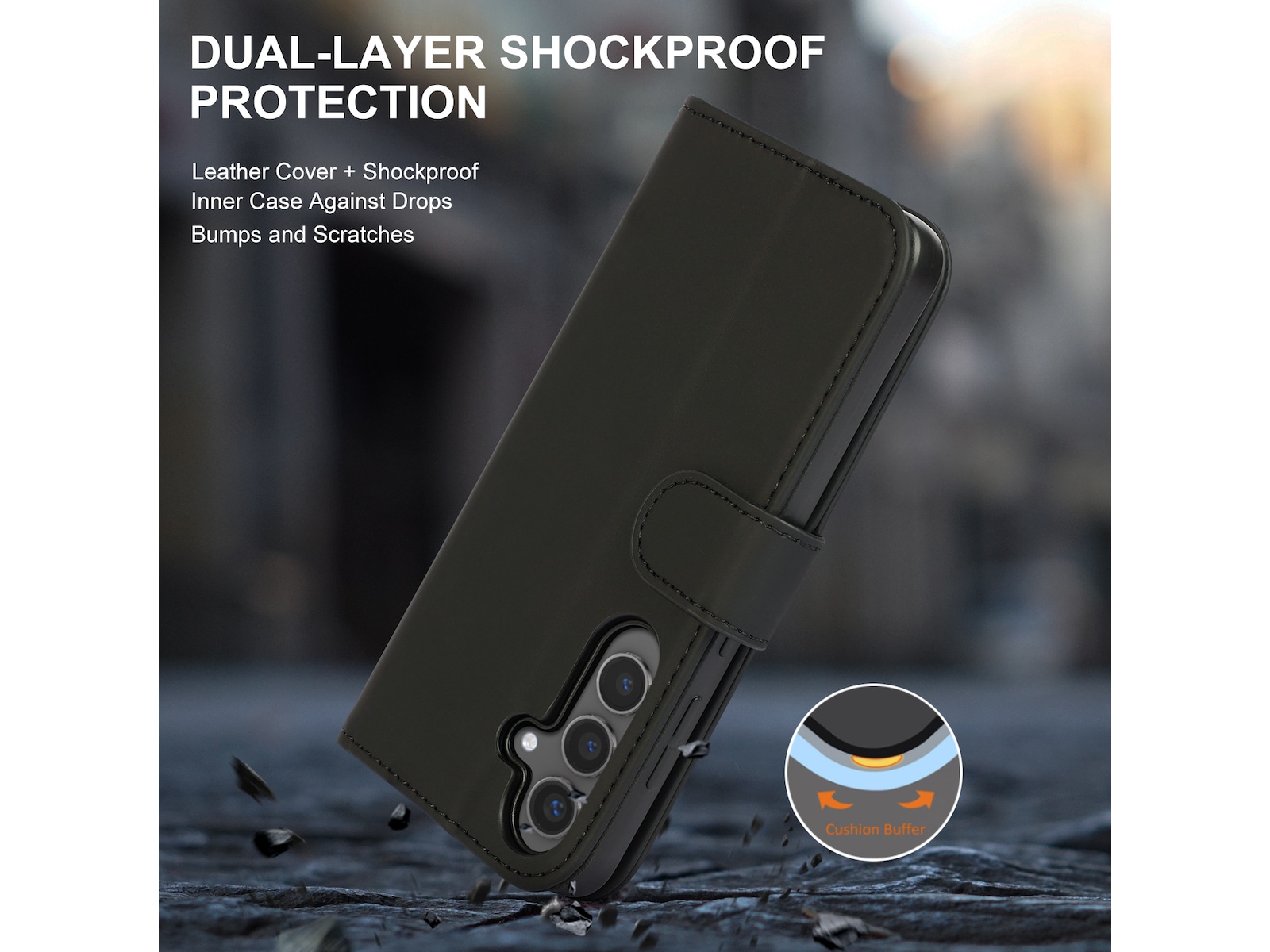 iiglo Galaxy S25 Lommebokdeksel (sort) Deksel til mobiltelefon