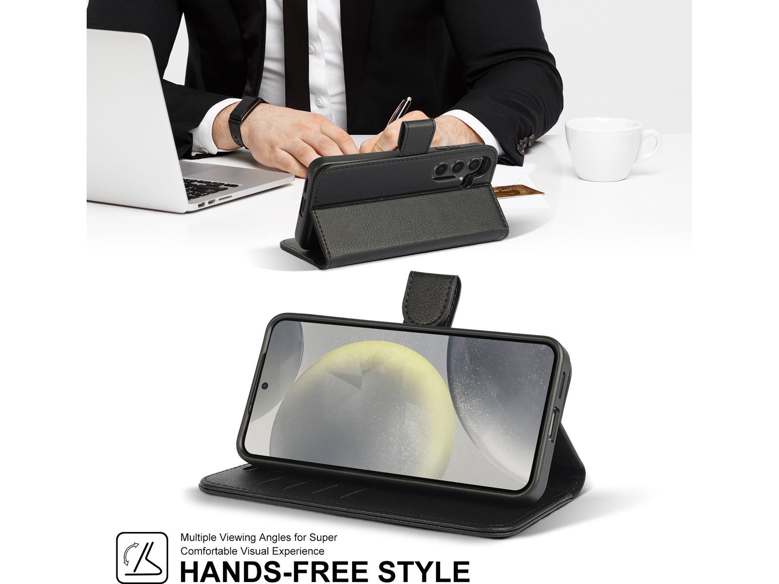 iiglo Galaxy S24 2-i-1 Lommebokdeksel (sort) Deksel til mobiltelefon