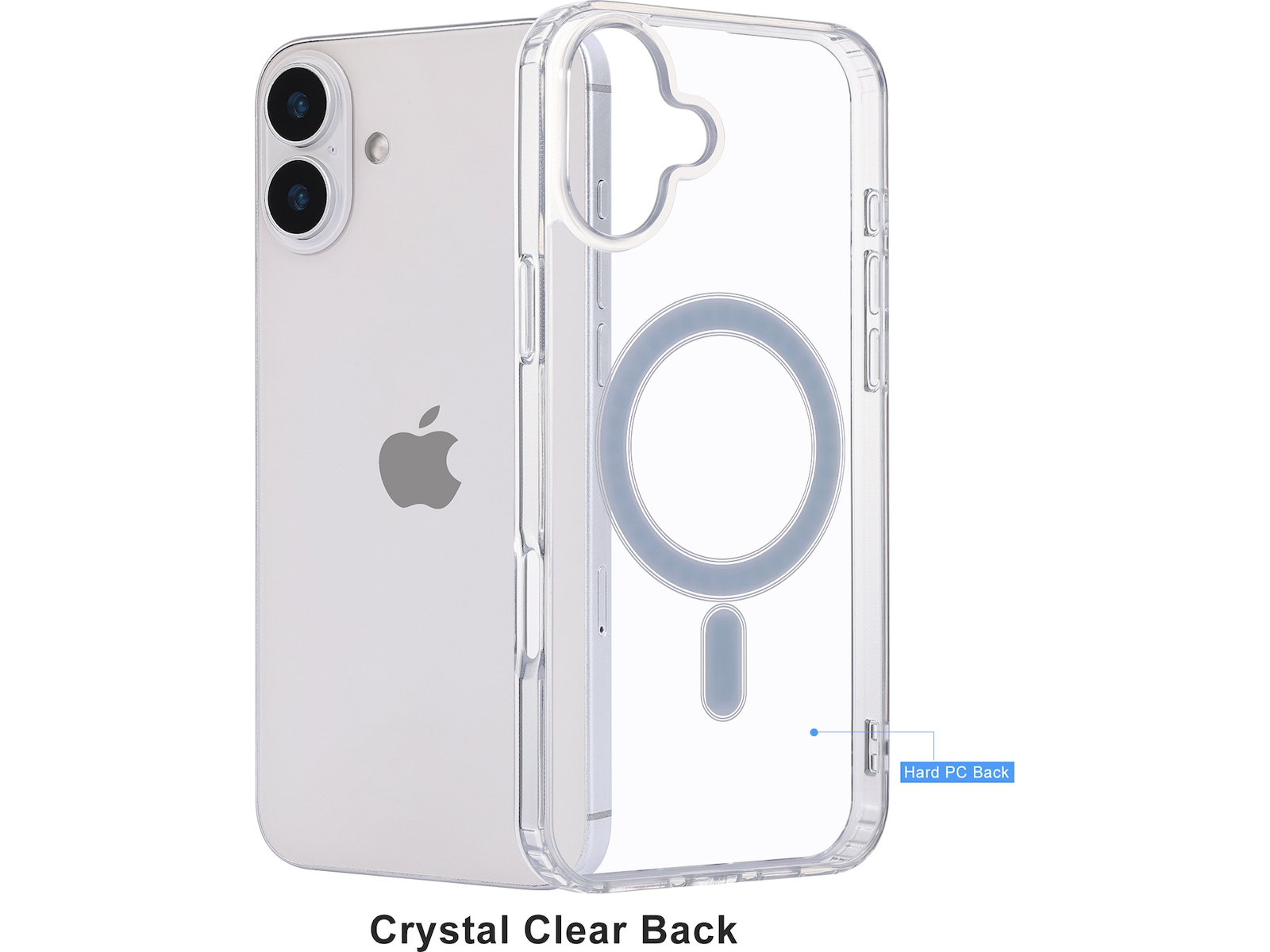 iiglo iPhone 16 Plus Magnetic Clear Case (gjennomsiktig) Deksel til mobiltelefon