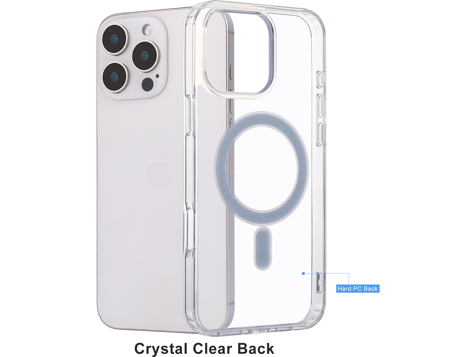 iiglo iPhone 16 Pro Max Magnetic Clear Case (gjennomsiktig) Deksel til mobiltelefon