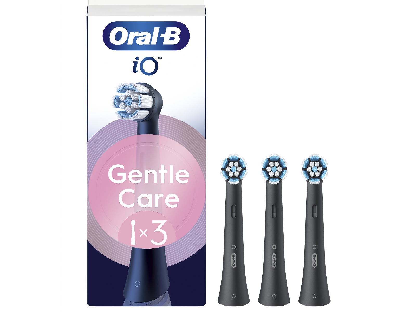 Oral-B iO Gentle Care Børstehoder 3 stk (sort) Tannbørstehoder