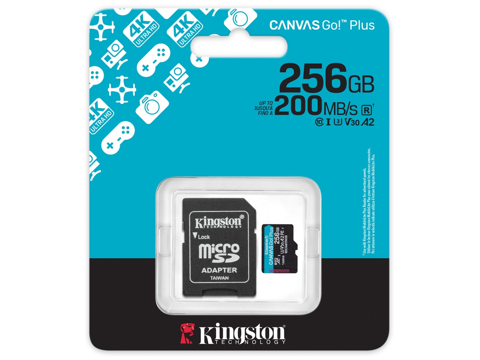 Kingston Canvas Go! Plus microSD 256GB Minnekort til foto & video