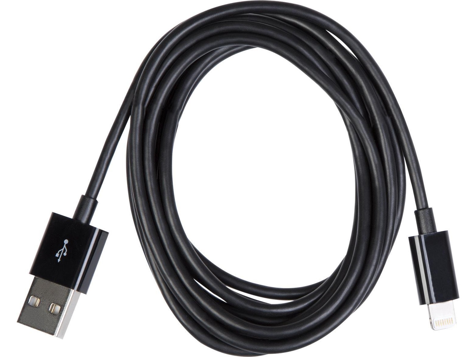 USB A 2.0 male to Lightning male kabel sort 2m USB-kabler